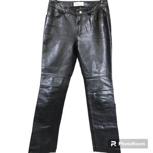Gap Black Leather Straight Leg Pants Women’s Size 6